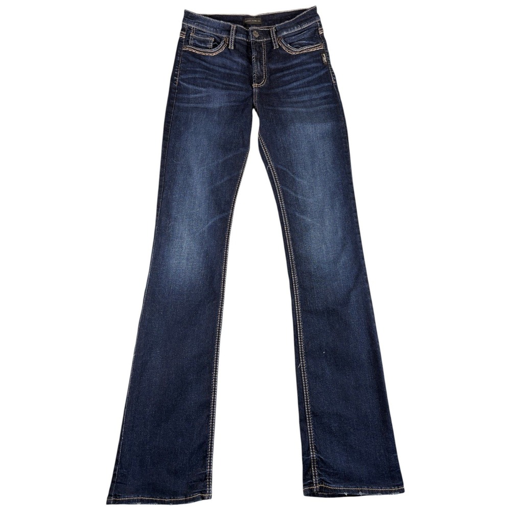 Silver Jeans Calley Slim Boot Women 26x33 Dark Blue Midrise Bootcut Slim Western